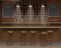 Bar Cafe Beer Cafeteria Counter Desk Interior Vector