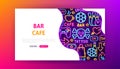 Bar Cafe Neon Landing Page Royalty Free Stock Photo