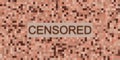 Bar with censor text. Censored blur effect wallpaper. Pixel art texture. Nude skin banner