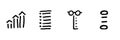 Bar Chart, Checklist, Glasses, And Ellipsis Line Icon Set In Doodle Style. Data Analysis, Task Management, Vision Royalty Free Stock Photo