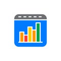 Bar chart colorful icon, vector flat sign.