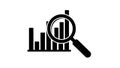Bar Chart Data Analysis with Magnifying Glass Icon graph statistics Royalty Free Stock Photo