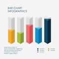 Bar Chart Data Infographics Elements 3D Vector Flat Design, Graphic Data, Sign, Icon Full Color Royalty Free Stock Photo