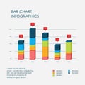 Bar Chart Data Infographics Elements 3D Vector Flat Design, Graphic Data, Sign, Icon Full Color