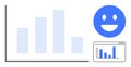 Positive Growth and Performance Metrics Visualized with Bar Graphs and Smiling Face Icon Royalty Free Stock Photo
