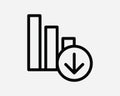 Bar Chart Graph Down Arrow Line Icon. Depreciate Depreciation Downward Trend Linear Sign. Loss Reduce Fail Symbol Vector Clipart Royalty Free Stock Photo