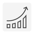 Bar chart or bar graph increasing vector icon design. 48x48 pixel perfect and editable line stroke. Royalty Free Stock Photo