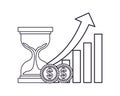 Bar chart with hourglass isolated icon Royalty Free Stock Photo