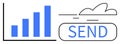 Bar chart with increasing values next to cloud and send button for data sharing concept Royalty Free Stock Photo