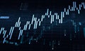 Bar chart with indicators and data on table background