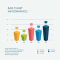 Bar Chart Infographics Elements 3D Vector Flat Design, Sign, Icon Full Color Royalty Free Stock Photo