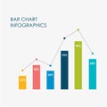 Bar Chart Infographics Elements, Fluctuation, Vector Flat Design, Full Color