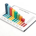 Bar chart isometric isolated on transparent background Royalty Free Stock Photo