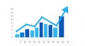 Bar chart and line graph combination depicting data trends. The horizontal axis Royalty Free Stock Photo
