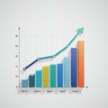 Bar chart and line graph combination illustrating data progression. Vertical axis Royalty Free Stock Photo
