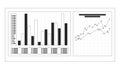 Bar chart and line graph on dashboard black and white 2D line object