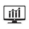 Bar Chart Monitoring icon, monitor with bar chart vector icon Royalty Free Stock Photo