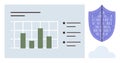 Data Analysis and Cybersecurity Concept with Bar Chart and Digital Shield Royalty Free Stock Photo