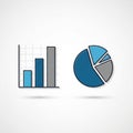 Bar chart and pie chart illustration on a white background. The bar chart consists of Royalty Free Stock Photo