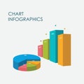 Bar Chart, Pie Chart Infographics Elements 3D Vector Flat Design, Sign, Icon Full Color Royalty Free Stock Photo