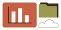 Data Management Concept with Bar Chart, Folder, and Cloud Symbol Royalty Free Stock Photo