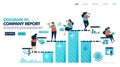 Bar chart for result of company income statement. Corporate annual increase. Increase profit and operating Annual coefficients