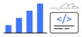 Growth chart with code snippet and cloud element representing data analytics and development Royalty Free Stock Photo