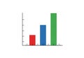 Bar chart with three vertical bars, each in a different color: red, blue, and green. Bars increase Royalty Free Stock Photo