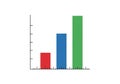 Bar chart with three vertical bars of varying heights. The first bar is red, shorter than the Royalty Free Stock Photo