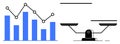 Comparative Analysis Concept with Bar Chart and Balance Scale for Decision-Making Royalty Free Stock Photo