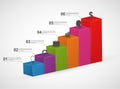 Bar charts. 3D colorful infographics design template.