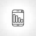 bar charts on smartphone screen line icon, finance mobile app icon