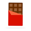 Bar of chocolate in a wrapper vector flat material design isolated object on white background. Royalty Free Stock Photo
