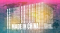 Bar code with made in China text and world map Royalty Free Stock Photo