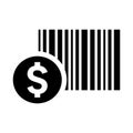 Bar code, price code icon. Black vector graphics Royalty Free Stock Photo