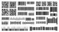 Bar code. Product barcodes and QR codes for digital laser scanning on packaging. Isolated vector template