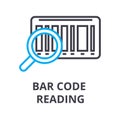 Bar code reading thin line icon, sign, symbol, illustation, linear concept, vector Royalty Free Stock Photo