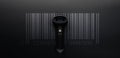 Bar code. Retail label barcode scan. Reader laser scanner for warehouse on black background. Product code data concept.