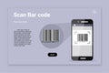 Bar code scan color vector landing page template