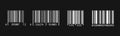 Bar Code Set. Universal Product Scan Code. Isolated on black Royalty Free Stock Photo