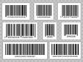 Bar Code Set Vector. Universal Product Scan Code.