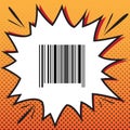 Bar code sign. Vector. Comics style icon on pop-art background.. Royalty Free Stock Photo