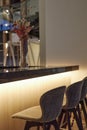 Bar Counter in Cafe with Tall Chairs Royalty Free Stock Photo