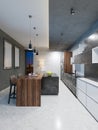 Bar counter with chairs in the kitchen in contemporary style