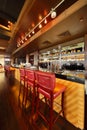 Bar counter in empty comfortable restaurant