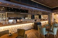 Bar counter in the luxurious interior of the restaurant with an original design