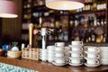 Bar counter with tableware Royalty Free Stock Photo