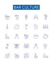 Bar culture line icons signs set. Design collection of Bar, Culture, Alcohol, Drinks, Music, Friends, Pub, Beer outline Royalty Free Stock Photo