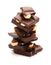 A bar of dark chocolate with hazelnuts Royalty Free Stock Photo