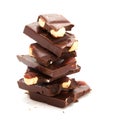 A bar of dark chocolate with hazelnuts Royalty Free Stock Photo